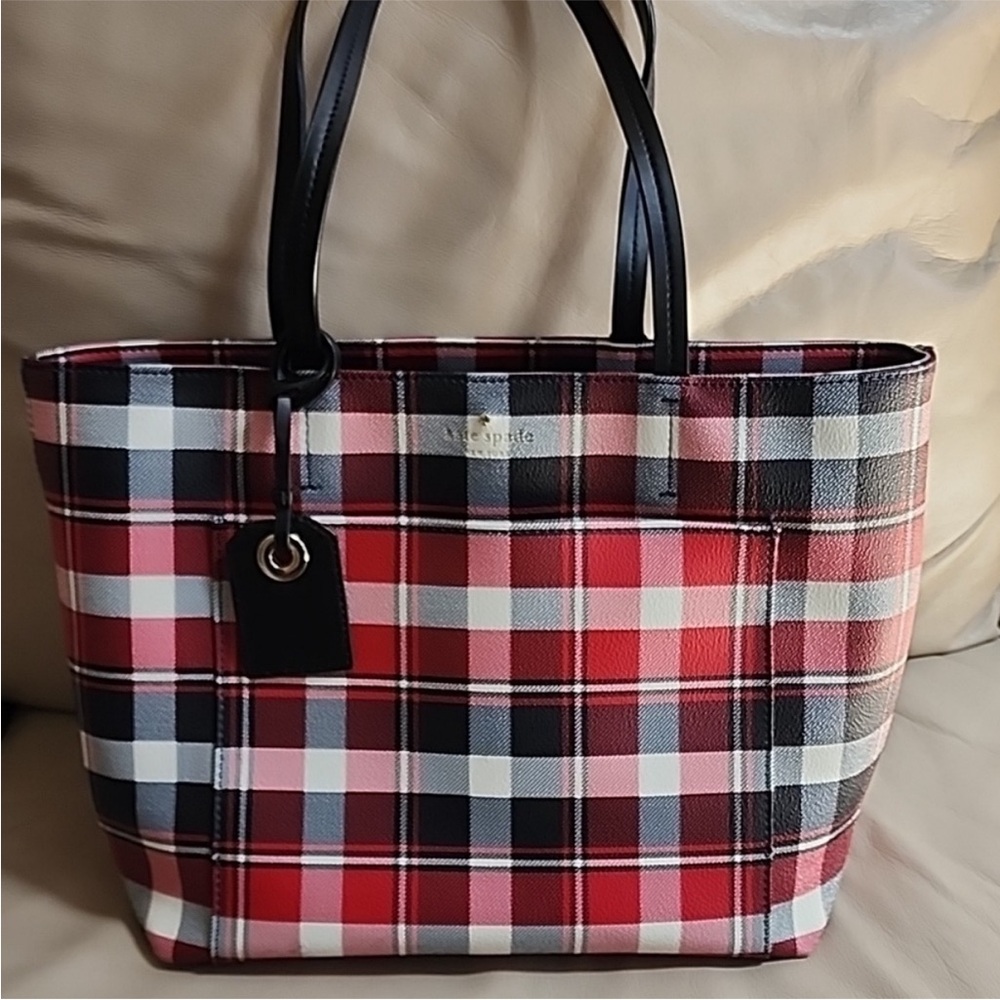 Kate Spade New York Hyde Lane Plaid Riley Small Tote Christmas Holiday